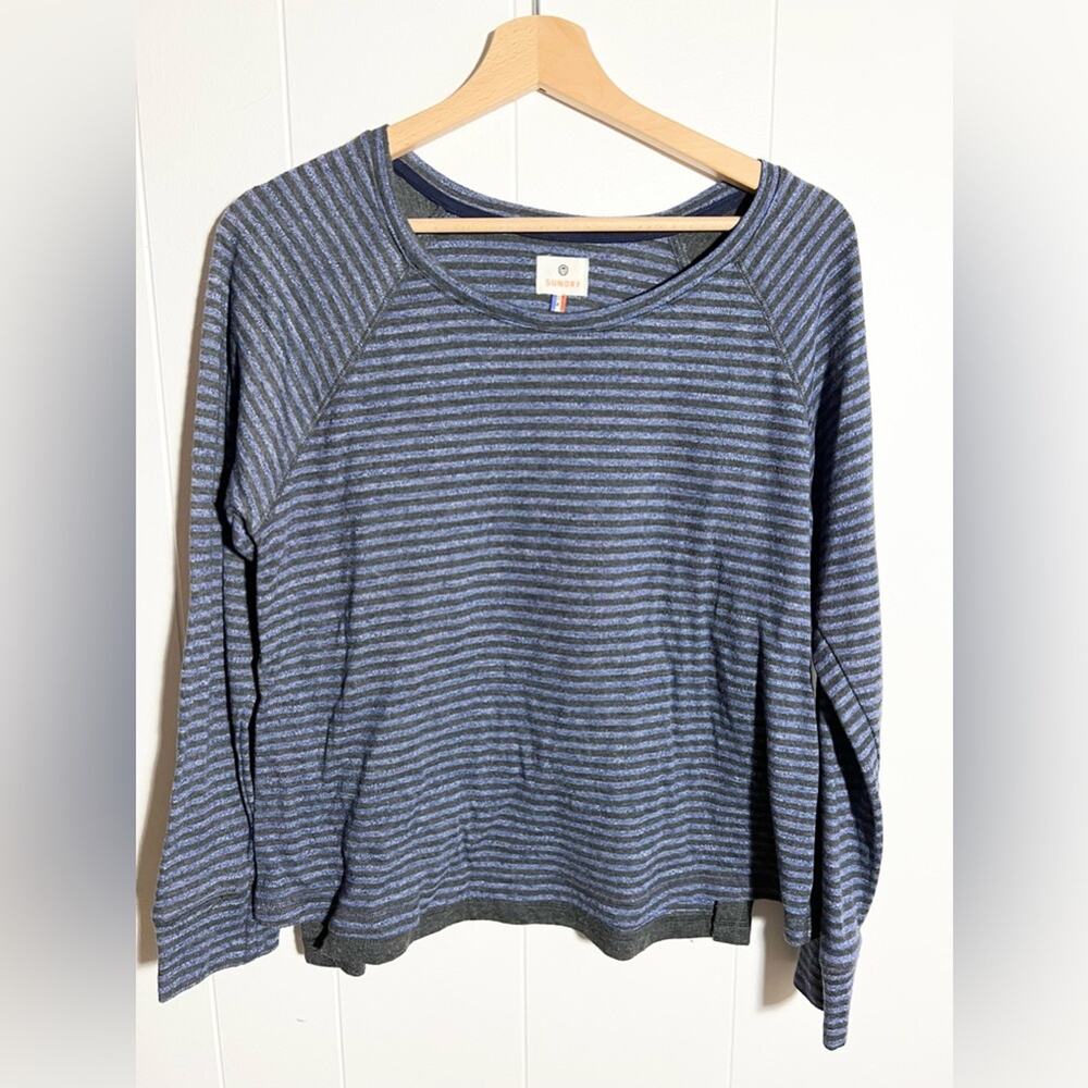 Sundry blue and grey striped pullover shirt long sleeve casual